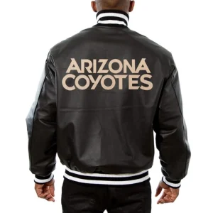Arizona Coyotes Leather Varsity Jacket Back View