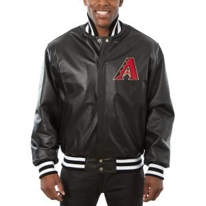 Arizona Diamondbacks Leather Varsity Jacket Front View