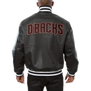 Arizona Diamondbacks Leather Varsity Jacket Back View