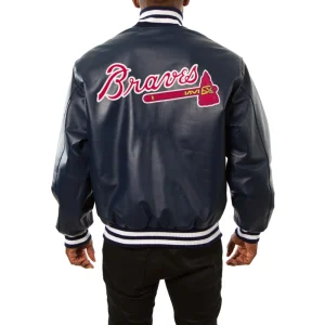 Atlanta Braves Leather Varsity Jacket Back View