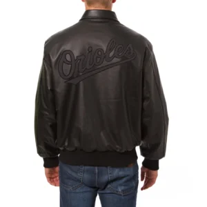 Baltimore-Orioles-Tonal-Full-Leather-Bomber-Jacket-Black
