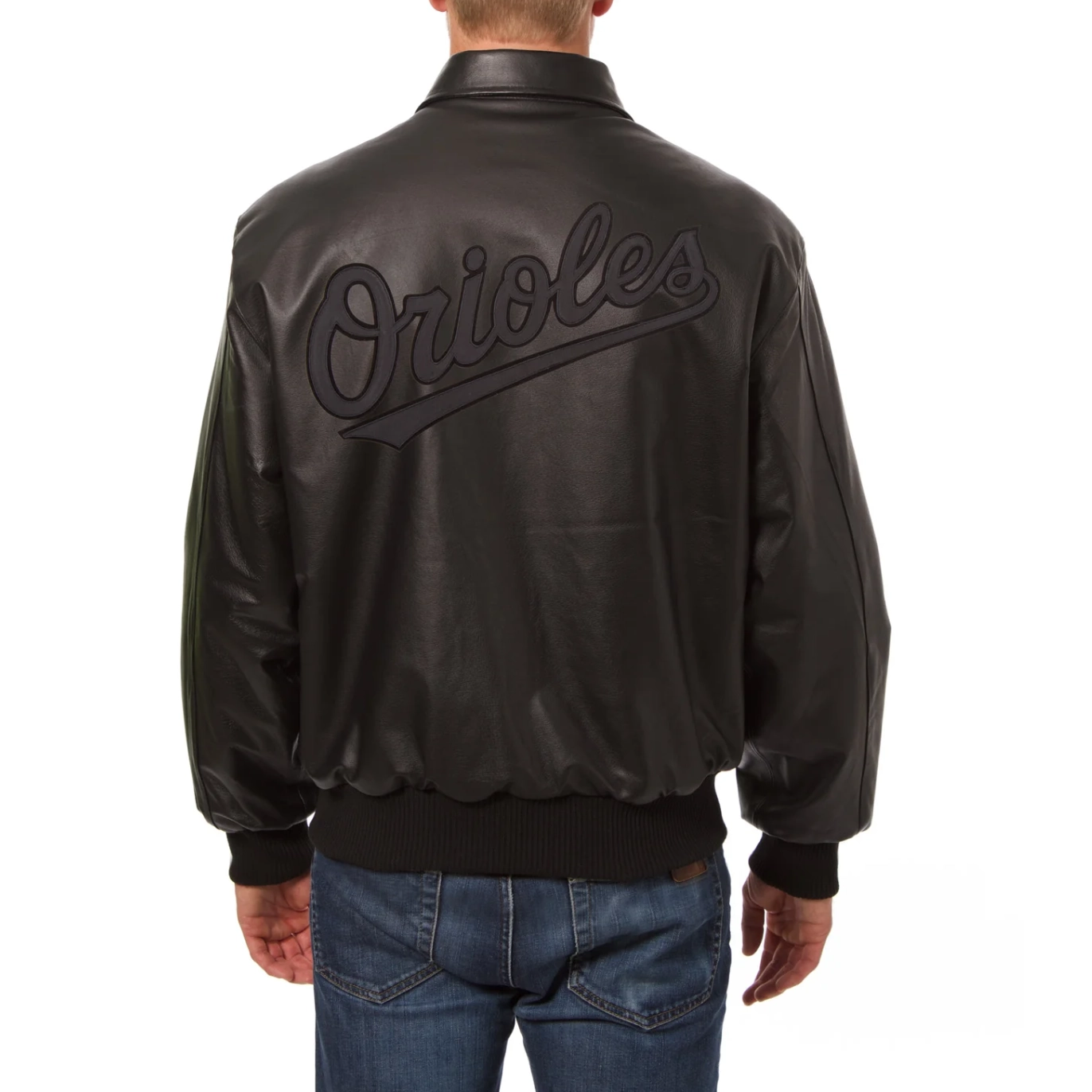 Baltimore-Orioles-Tonal-Full-Leather-Bomber-Jacket-Black