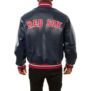 Boston Red Sox Leather Varsity Jacket Back View