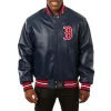 Boston Red Sox Leather Varsity Jacket Front View