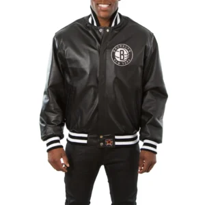 Brooklyn-Nets-Genuine-Leather-Varsity-Jacket-Black