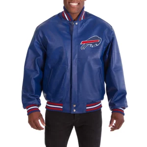 Buffalo Bills Leather Varsity Jacket Front View