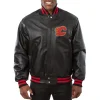 Calgary Flames Leather Varsity Jacket Front View