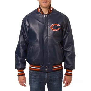 Chicago Bears Leather Varsity Jacket Front View
