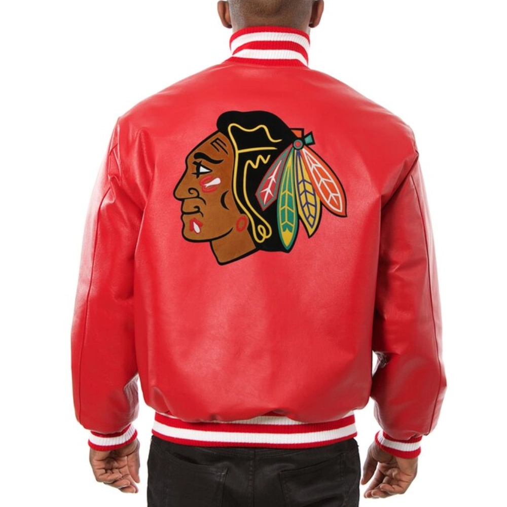 Chicago-Blackhawks-Rib-Knitted-Red-Leather-Varsity-Jacket