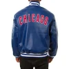 Chicago Cubs Leather Varsity Jacket Back View