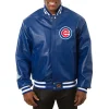 Chicago Cubs Leather Varsity Jacket Front View