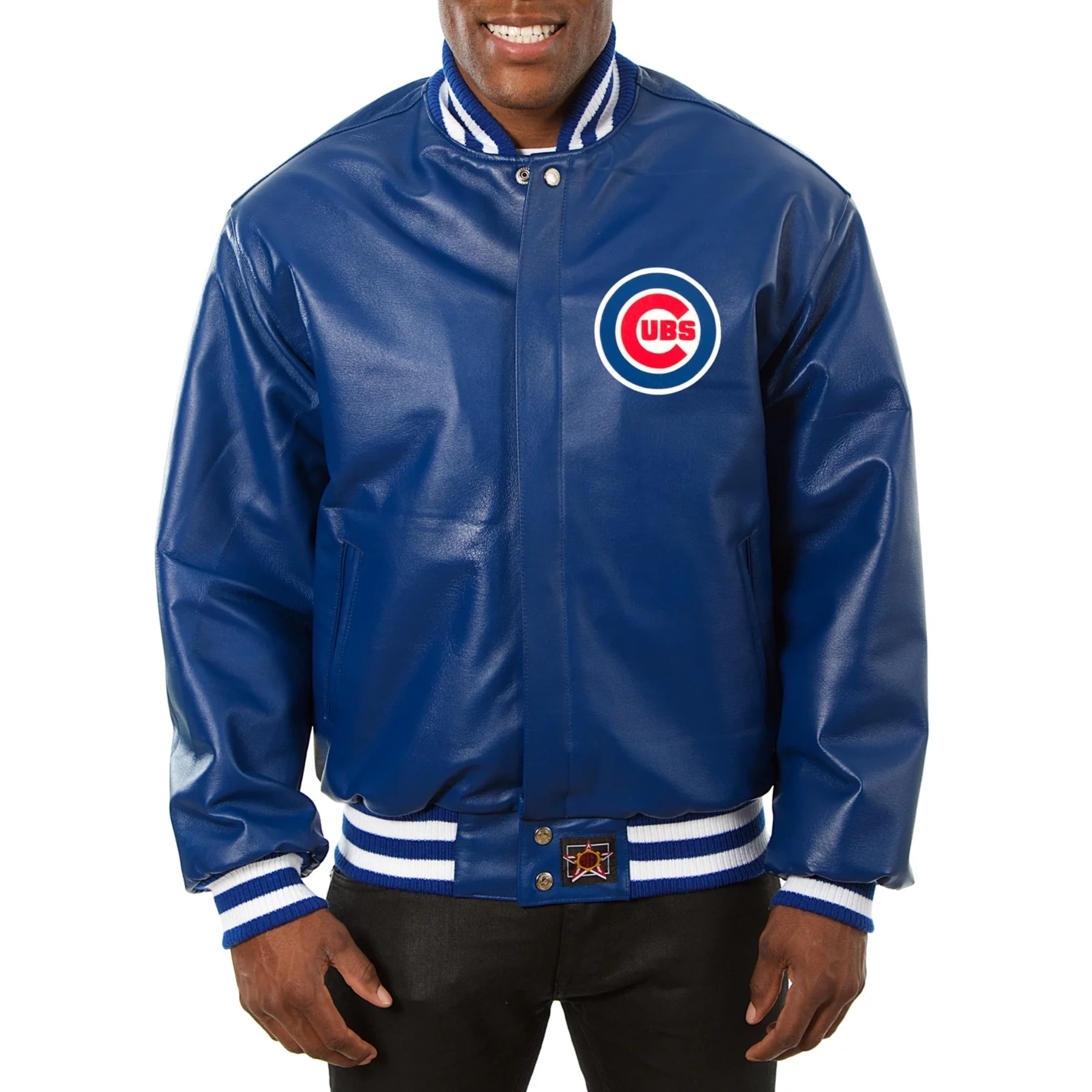 Chicago Cubs Leather Varsity Jacket Front View