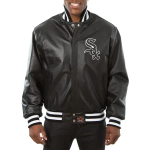 Chicago White Sox Leather Varsity Jacket Front View