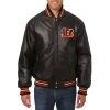 Cincinnati Bengals Leather Varsity Jacket Front View