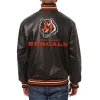 Cincinnati Bengals Leather Varsity Jacket Back View