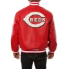 Cincinnati Reds Leather Varsity Jacket Back View