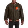 Cleveland Browns Leather Varsity Jacket Front View