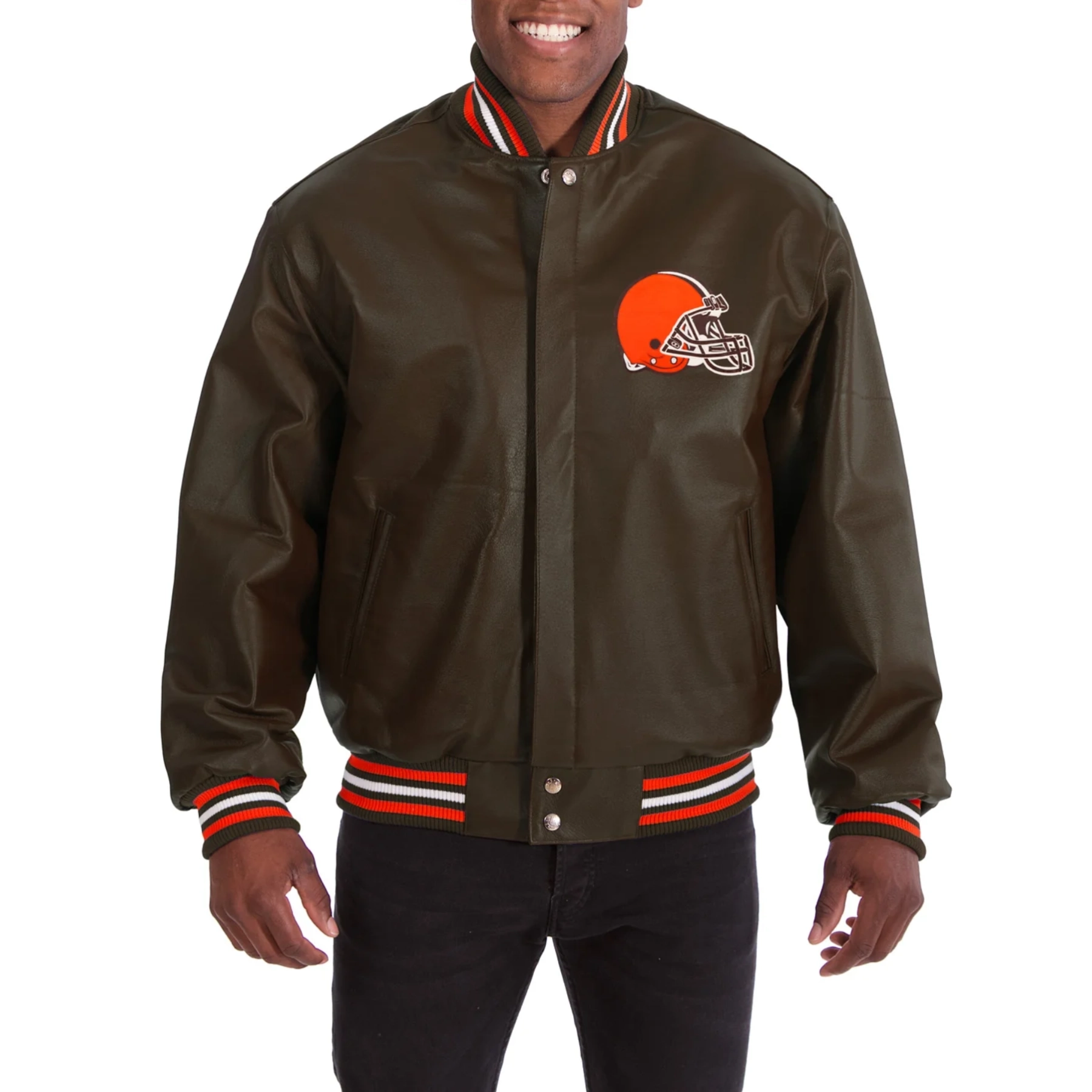 Cleveland Browns Leather Varsity Jacket Front View