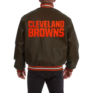 Cleveland Browns Leather Varsity Jacket Back View