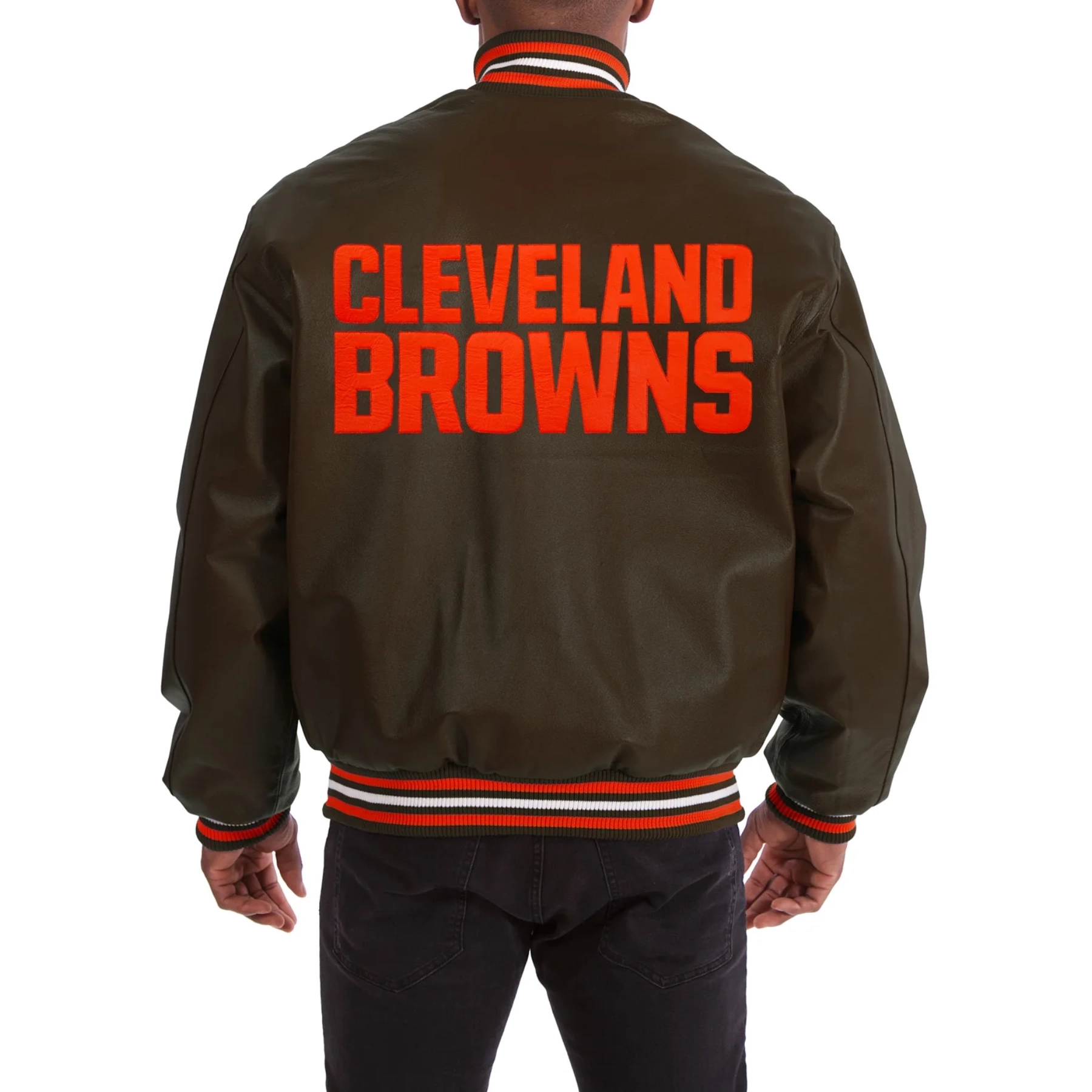 Cleveland Browns Leather Varsity Jacket Back View