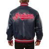 Cleveland Guardians Leather Varsity Jacket Back View
