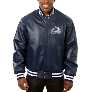 Colorado Avalanche leather Varsity Jacket Front View