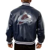 Colorado Avalanche leather Varsity Jacket Back View