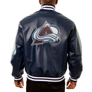 Colorado Avalanche leather Varsity Jacket Back View