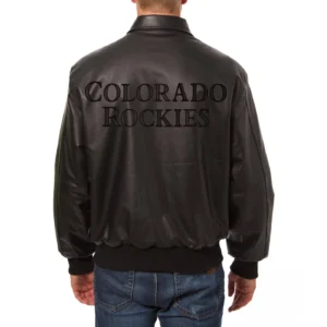 Colorado-Rockies-Shirt-Style-Collar-Black-Leather-Varsity-Jacket