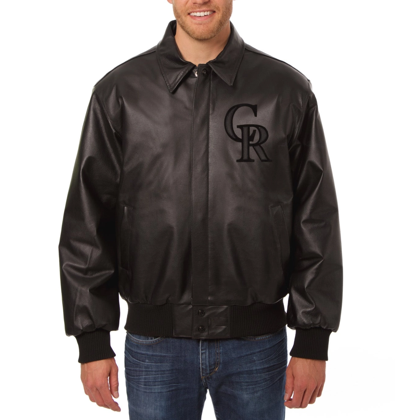Colorado-Rockies-Shirt-Style-Collar-Black-Leather-Varsity-Jacket