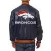 Denver Broncos Leather Varsity Jacket Back View