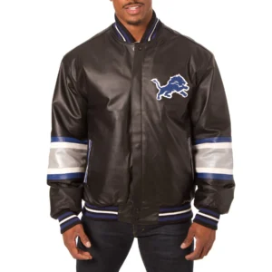 Detroit-Lions-Genuine-Leather-Varsity-Jacket-Black