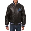 Detroit Lions Leather Varsity Jacket Front View
