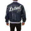 Detroit Tigers Leather Varsity Jacket Back View