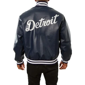 Detroit Tigers Leather Varsity Jacket Back View