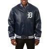 Detroit Tigers Leather Varsity Jacket Front View