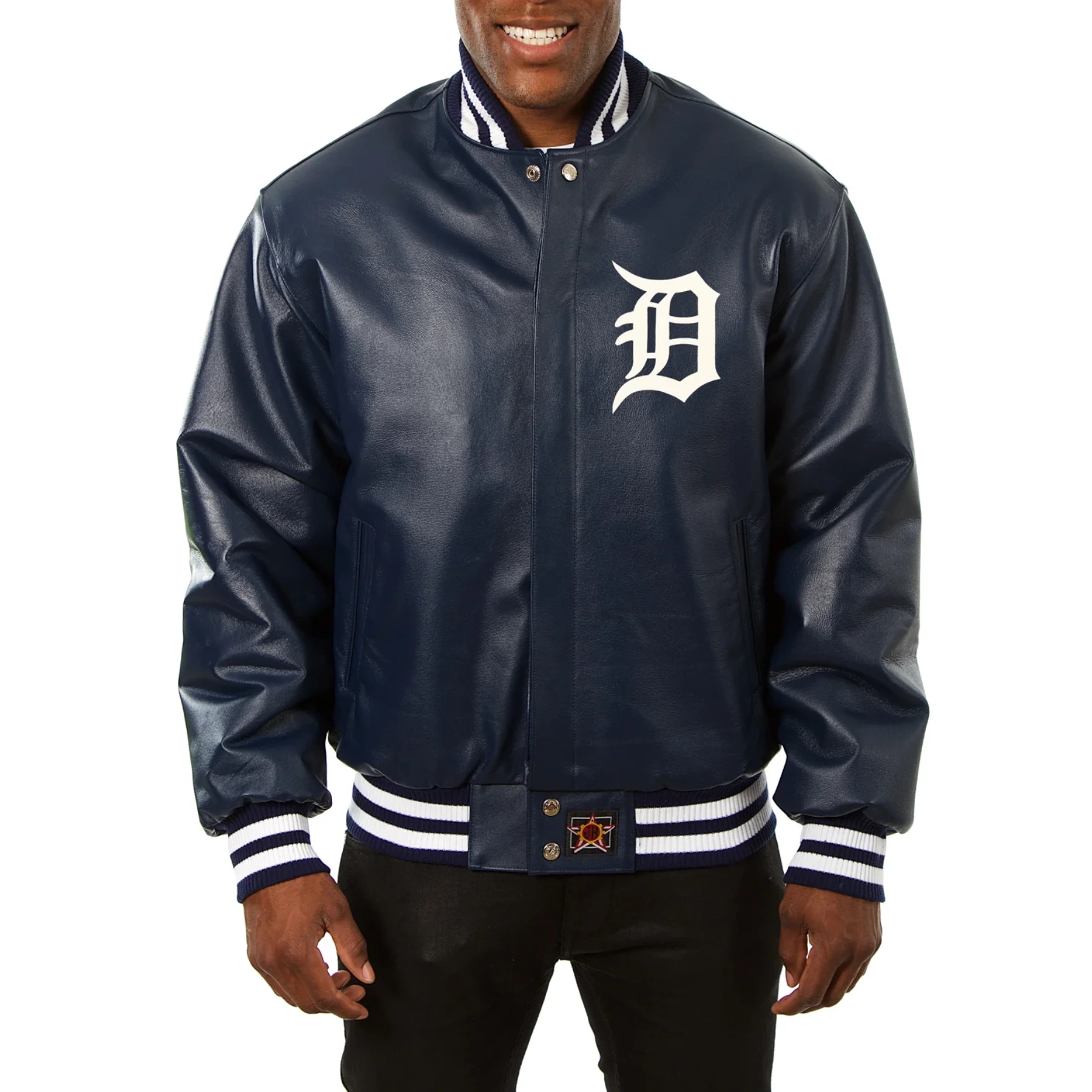 Detroit Tigers Leather Varsity Jacket Front View