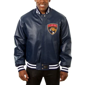 Florida Panthers Leather Varsity Jacket Front View