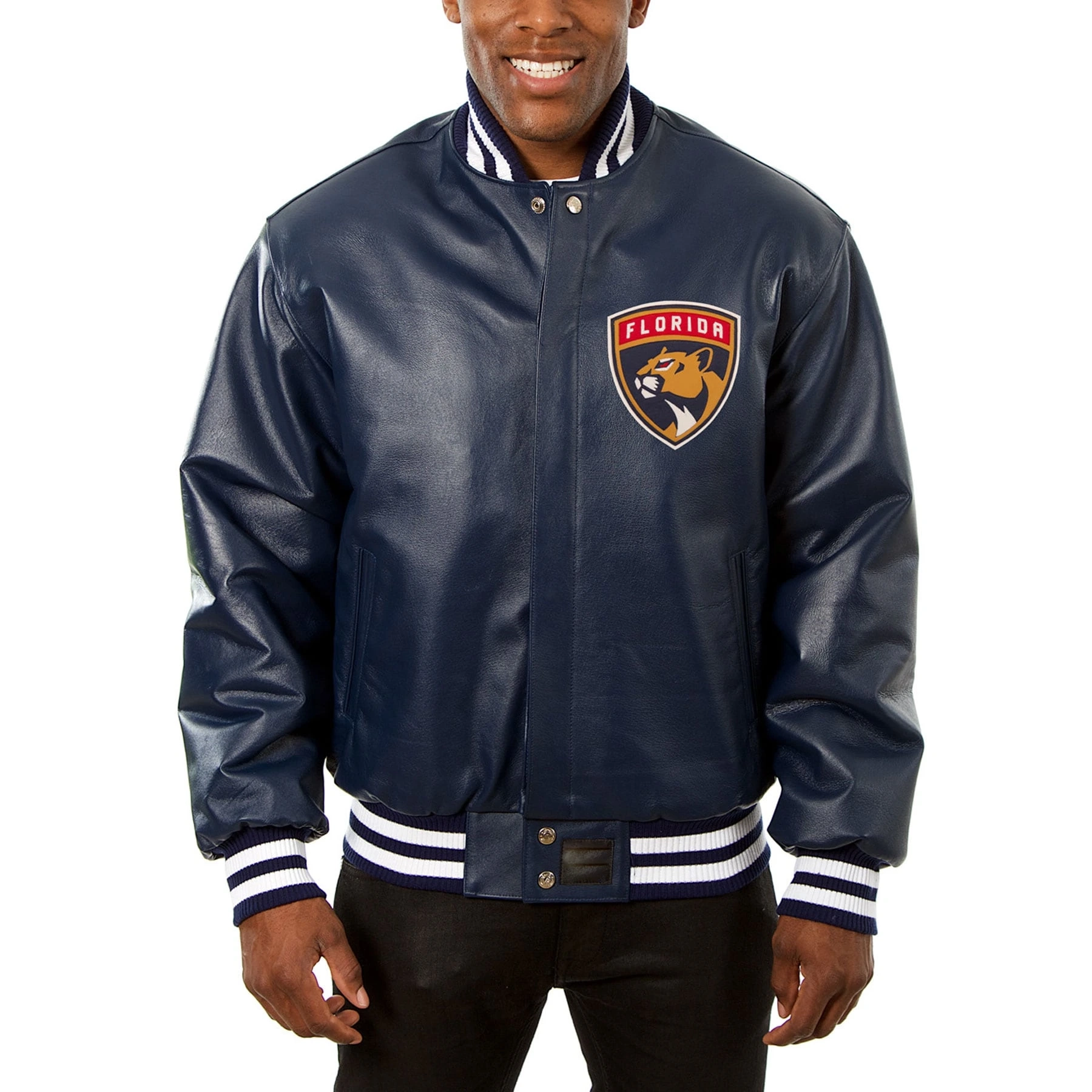 Florida Panthers Leather Varsity Jacket Front View