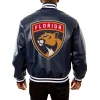 Florida Panthers Leather Varsity Jacket Back View