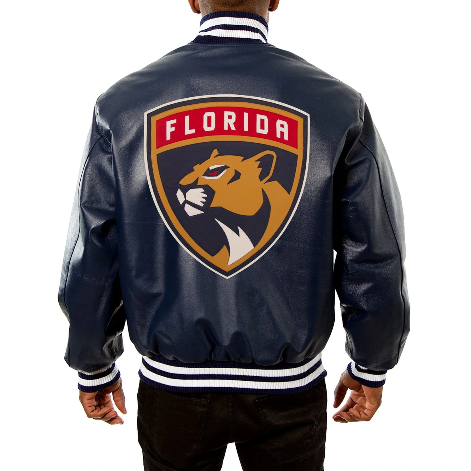 Florida Panthers Leather Varsity Jacket Back View