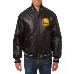 Golden-State-Warriors-Leather-Varsity-Jacket-Black