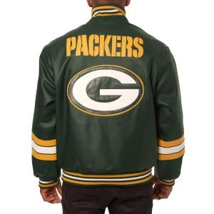 Green Bay Packers Green Leather Varsity Jacket