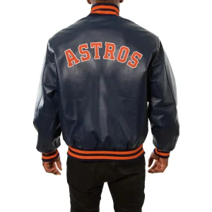 Houston Astros Leather Varsity Jacket Back View