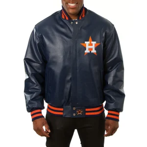 Houston Astros Leather Varsity Jacket Front View