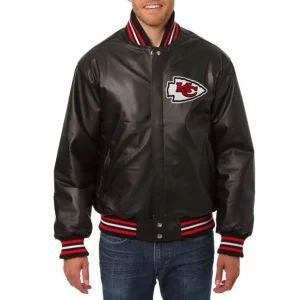 Kansas City Chiefs Leather Varsity Jacket Front View