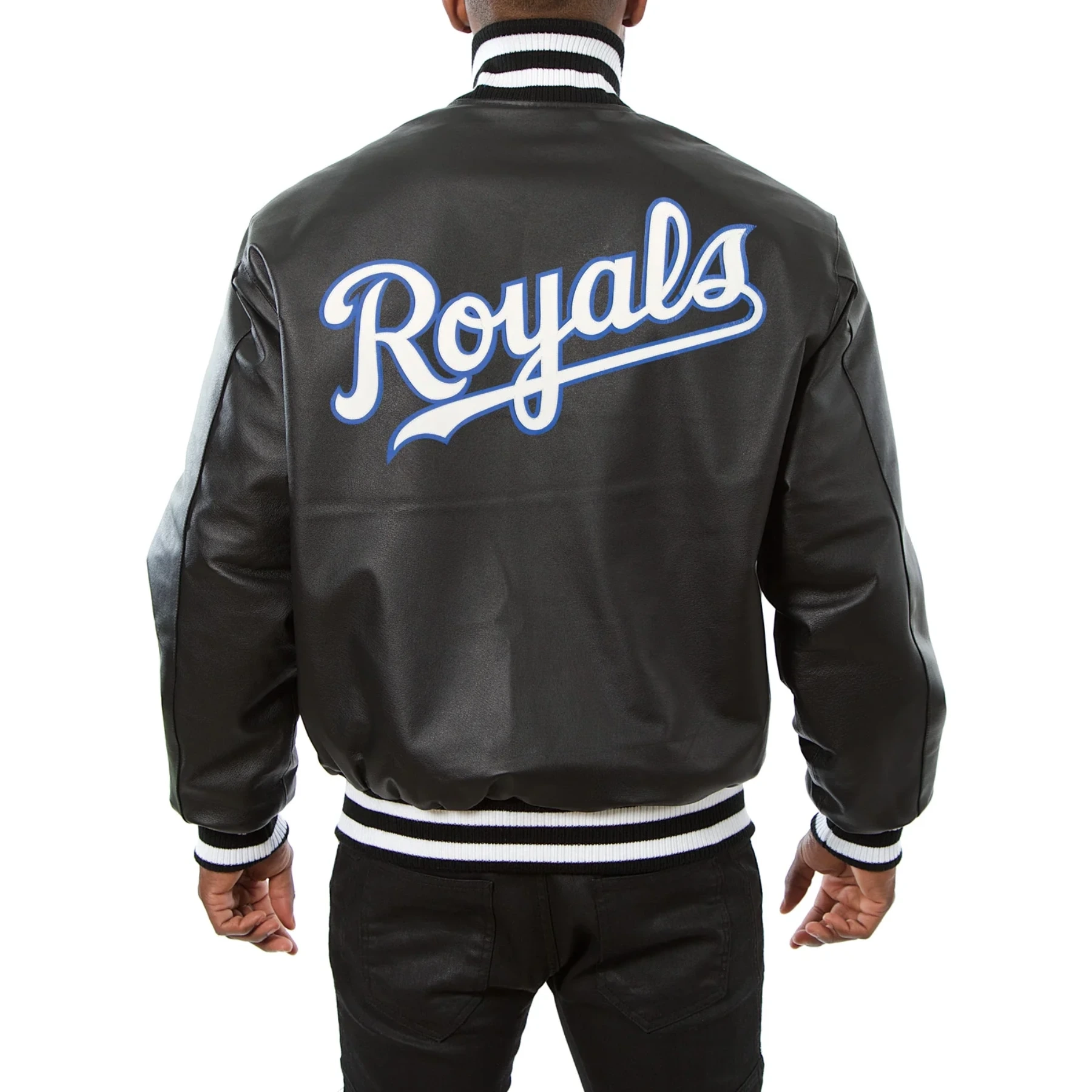 Kansas City Royals Leather Varsity Jacket Back View
