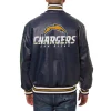 Los Angeles Chargers Leather Varsity Jacket Back View