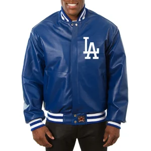 Los Angeles Dodgers Leather Varsity Jacket Front View