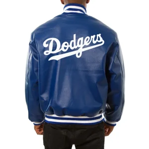 Los Angeles Dodgers Leather Varsity Jacket Back View